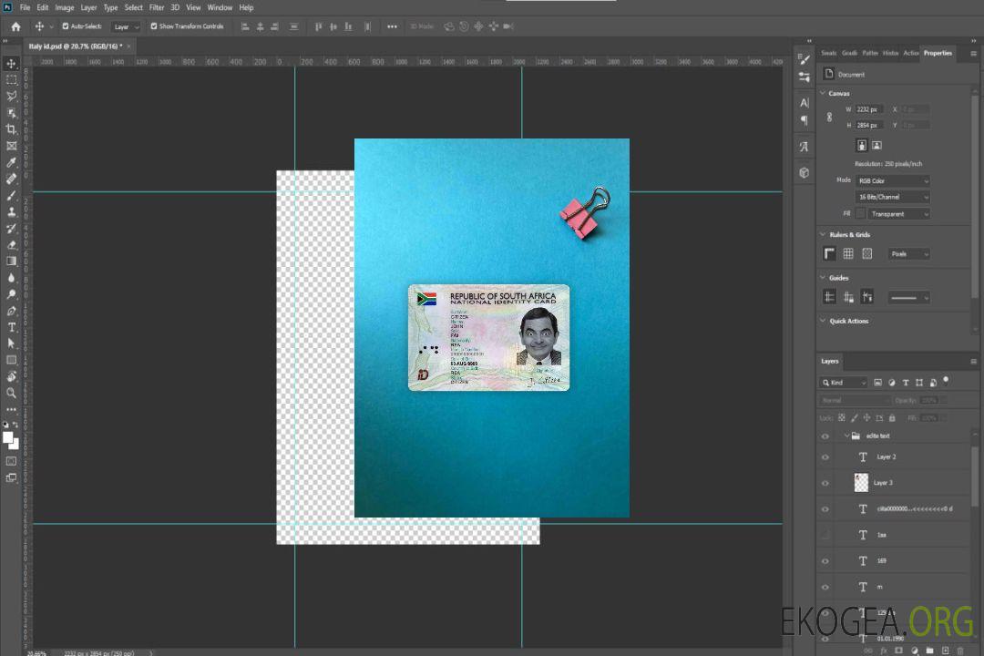 Carte d'identité d'Afrique du Sud (2013 – présent) photolook AVANT template